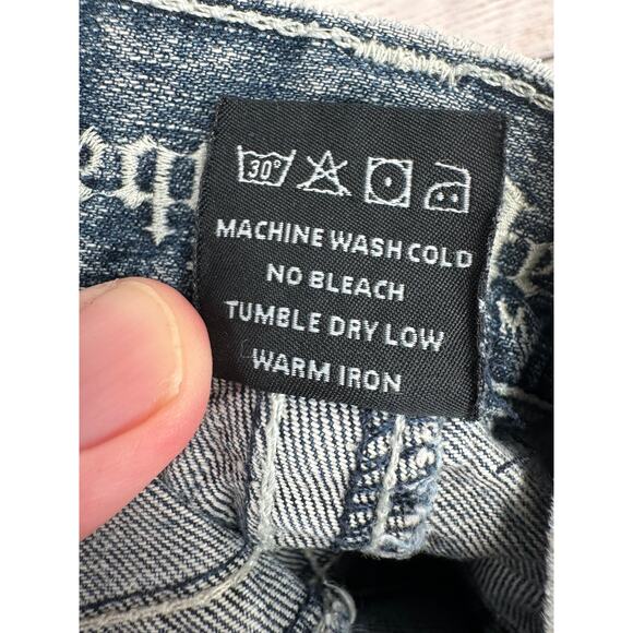 Request Jeans Premium Embroidered Straight Leg Jeans Mens 36x30 Blue Distressed - Picture 7 of 9